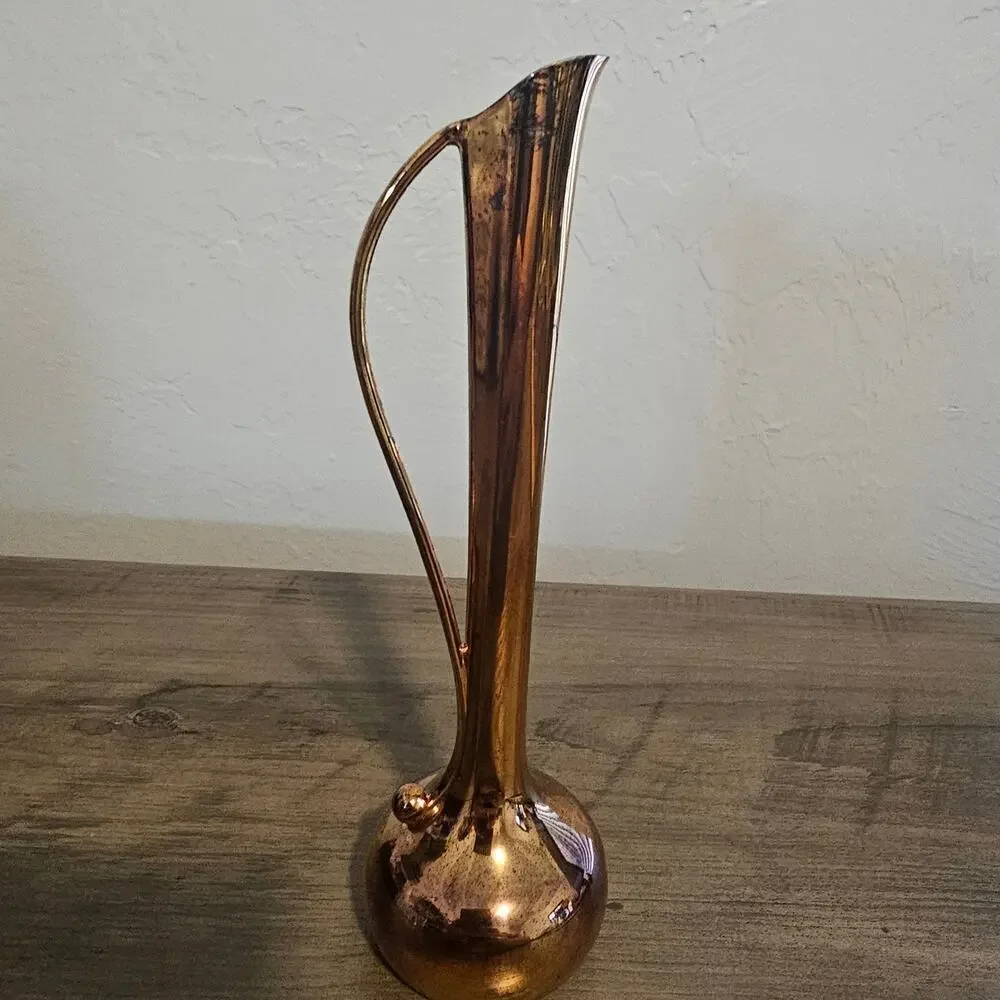 Vintage Silver Plated Bud Vase Gold Tone 7" Slender Mod MCM Japan Renaissance - Picture 3 of 12
